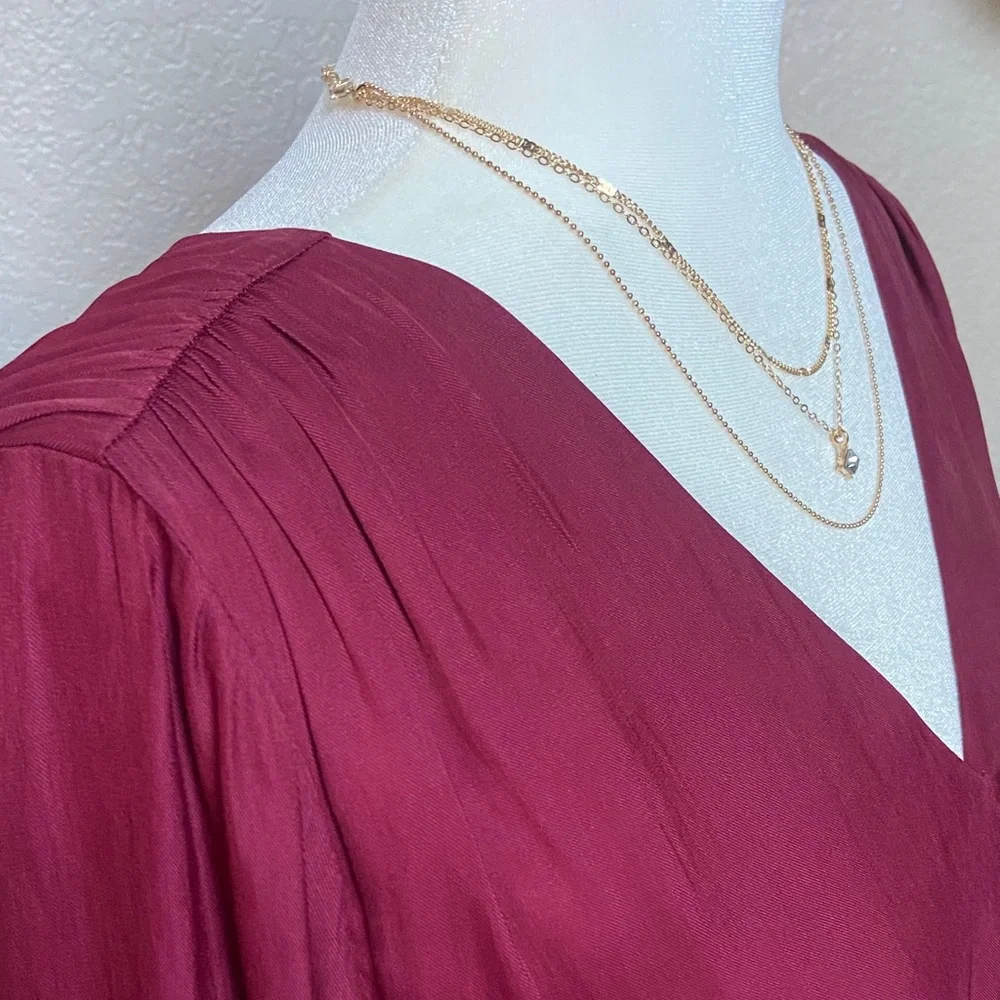 Sale! Banana Republic Deep Red Silky Wrap Blouse. Size S. NWT - Picture 5 of 11